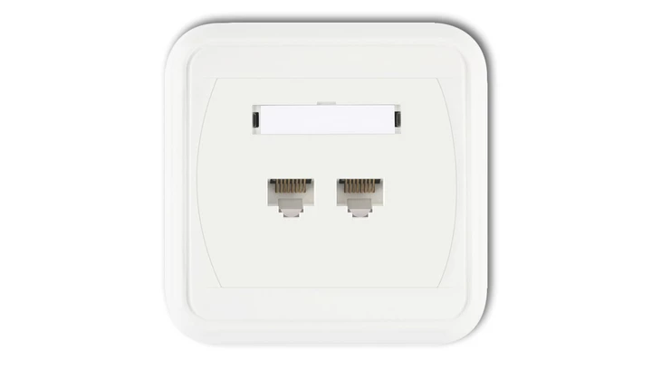 LIZA Gniazdo komputerowe podwójne 2xRJ45, kat. 6, 8-stykowe biały GLK-4