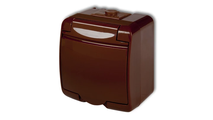 JUNIOR Gniazdo pojedyncze z/u (klapka brązowa) brązowy 4GHE-1p