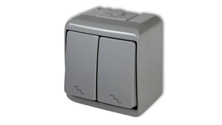 JUNIOR Łącznik podwójny schodowy popielaty IP54 10WHE-7