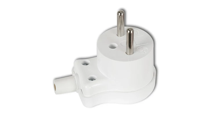 WTYCZKI Wtyczka kątowa bez uziemienia, skręcana biały WK-1