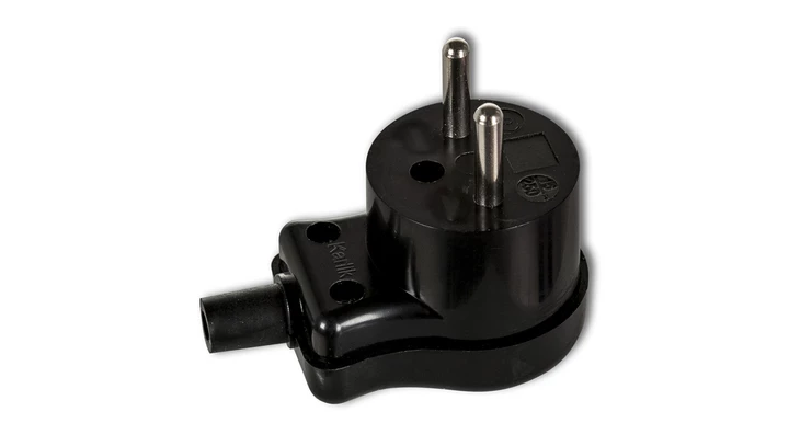 WTYCZKI Wtyczka kątowa bez uziemienia, skręcana czarny WK-1c