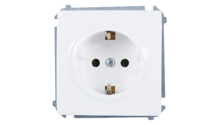 Simon Basic Gniazdo pojedyncze Schuko z/u 16A IP20 białe BMGSz1.01/11