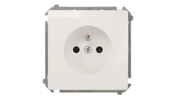 Simon Basic Gniazdo pojedyncze z/u 16A IP20 z przesłoną torów białe BMGZ1z.01/11