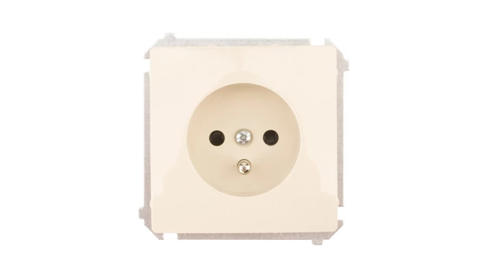 Simon Basic Gniazdo pojedyncze z/u 16A IP20 z przesłoną torów beżowe BMGZ1z.01/12