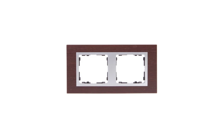 Simon 82 Ramka podwójna pozioma drewniana wenge/ ramka pośrednia aluminium mat 82927-65