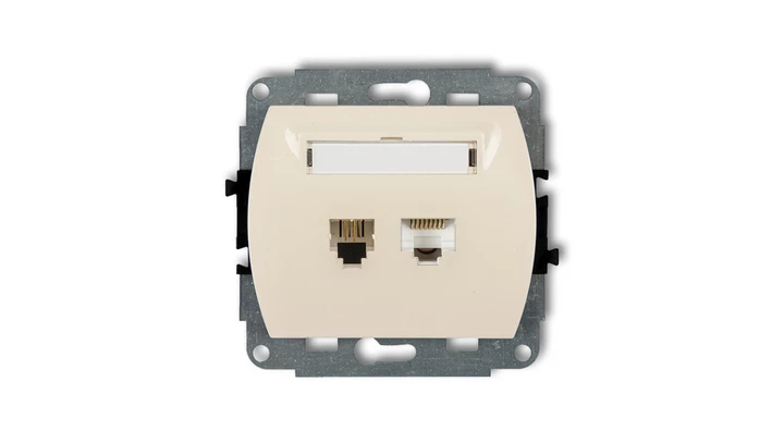 TREND Gniazda telefoniczne pojedyncze 1xRJ11 + komputerowego pojedynczego 1xRJ45, kat. 5e, 8-stykowy beżowy 1GTK