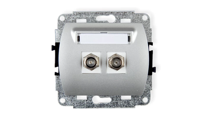 TREND Gniazdo antenowe podwójnego typu F (SAT) niklowany srebrny 5GF-2