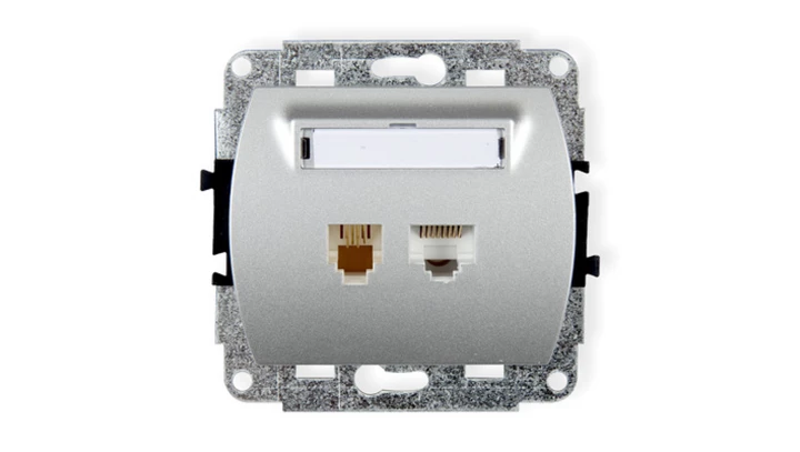 TREND Gniazda telefoniczne pojedyncze 1xRJ11 + komputerowego pojedynczego 1xRJ45, kat. 5e, 8-stykowy srebrny 5GTK