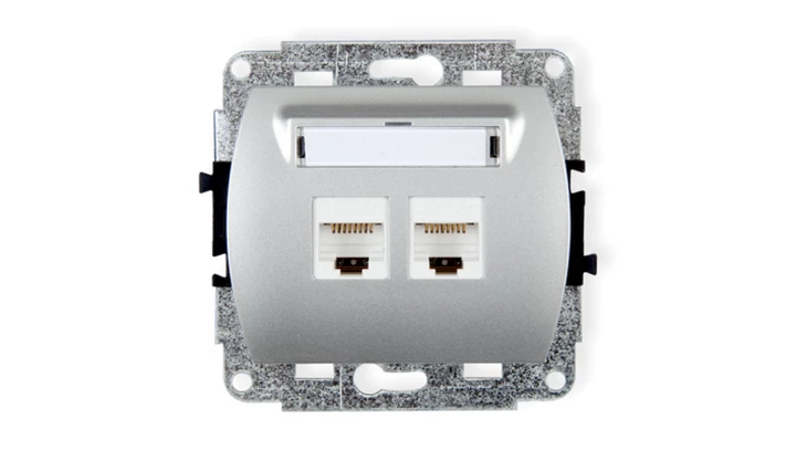 TREND Gniazda komputerowe podwójne 2xRJ45, kat. 6, ekranowane, 8-stykowy srebrny 5GK-6