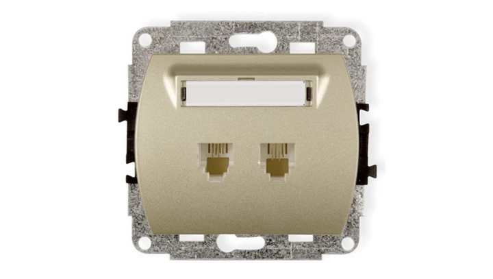 TREND Gniazda telefoniczne podwójne 2xRJ11, 4-stykowy złoty 6GT-2