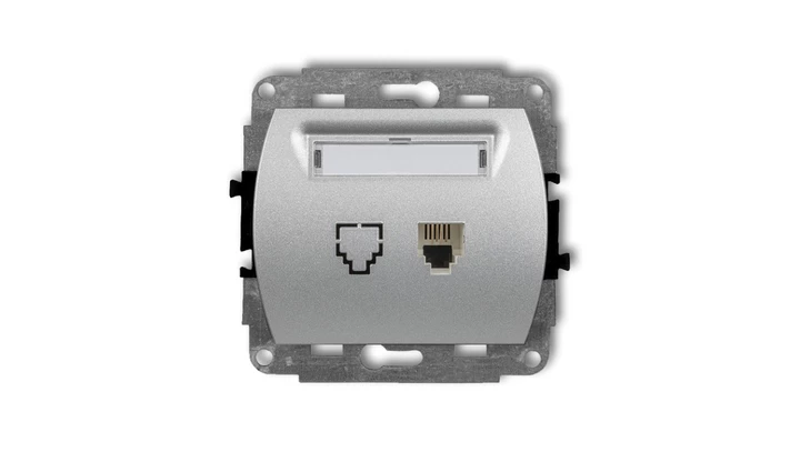 TREND Gniazda telefoniczne pojedyncze 1xRJ11, 4-stykowy srebrny metalik 7GT-1