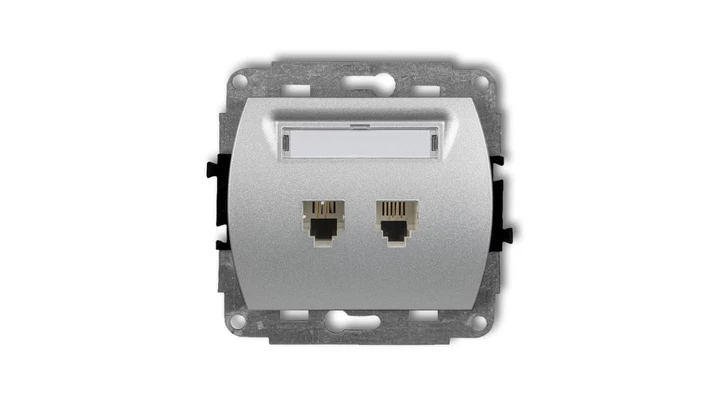 TREND Gniazda telefoniczne podwójne 2xRJ11, 4-stykowy srebrny metalik 7GT-2