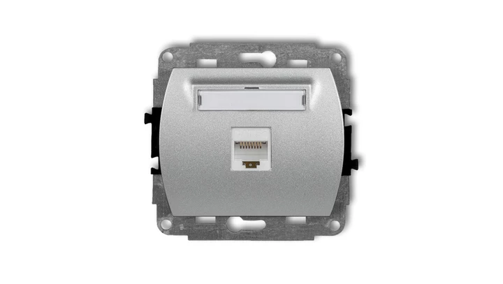 TREND Gniazda komputerowe pojedyncze 1xRJ45, kat. 5e, ekranowane, 8-stykowy srebrny metalik 7GK-1e