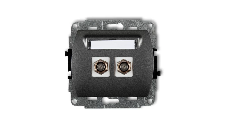 TREND Gniazdo antenowe podwójnego typu F (SAT) niklowany grafitowy 11GF-2