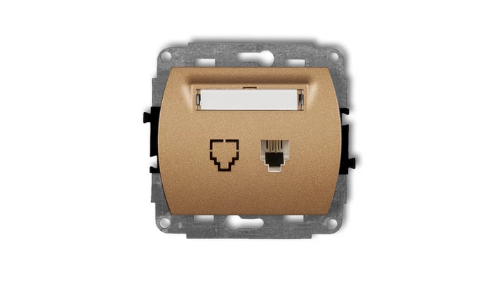 TREND Gniazda telefoniczne pojedyncze 1xRJ11, 4-stykowy złoty metalik 8GT-1