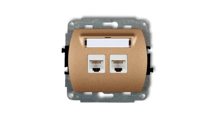TREND Gniazda komputerowe podwójne 2xRJ45, kat. 6, 8-stykowy złoty metalik 8GK-4