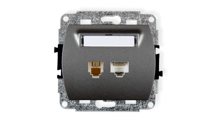 TREND Gniazda telefoniczne pojedyncze 1xRJ11 + komputerowego pojedynczego 1xRJ45, kat. 5e, 8-stykowy grafitowy 11GTK