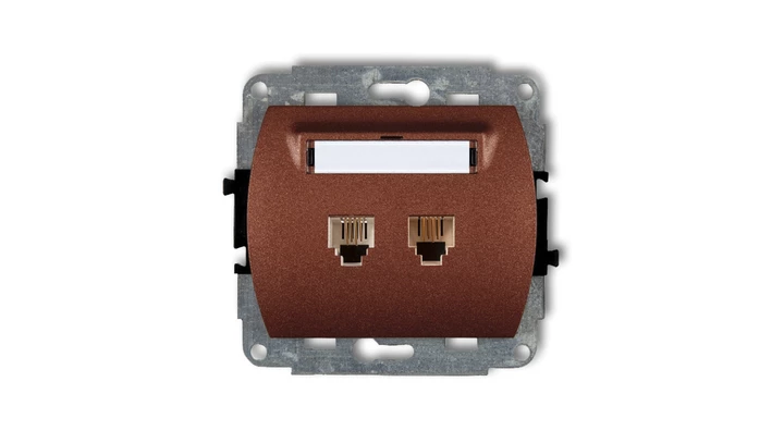 TREND Gniazda telefoniczne podwójne 2xRJ11, 4-stykowy brĄzowy metalik 9GT-2