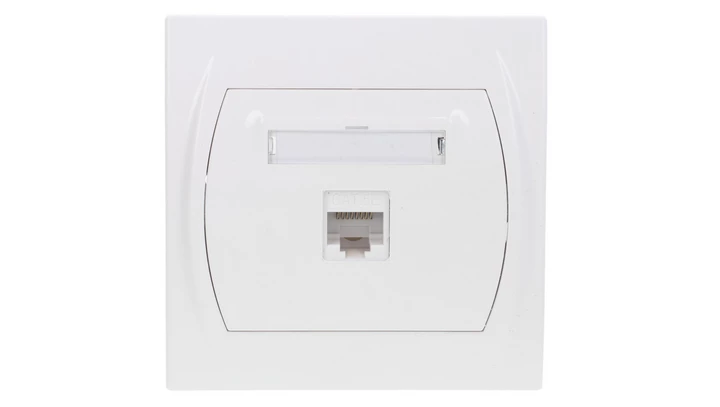LOGO Gniazdo komputerowe pojedyncze 1xRJ45, kat. 5e, 8-stykowy biały LGK-1