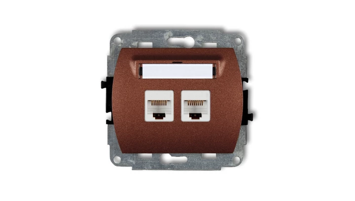 TREND Gniazda komputerowe podwójne 2xRJ45, kat. 5e, 8-stykowy brĄzowy metalik 9GK-2