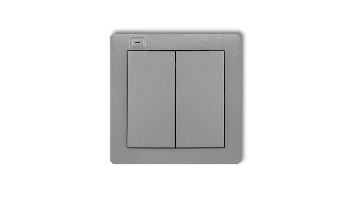 DECO Nadajnik 2-klawiszowy 4-kanałowy z czujnikiem temperatury do systemu Exta Life srebrny metalik 7DEL-2