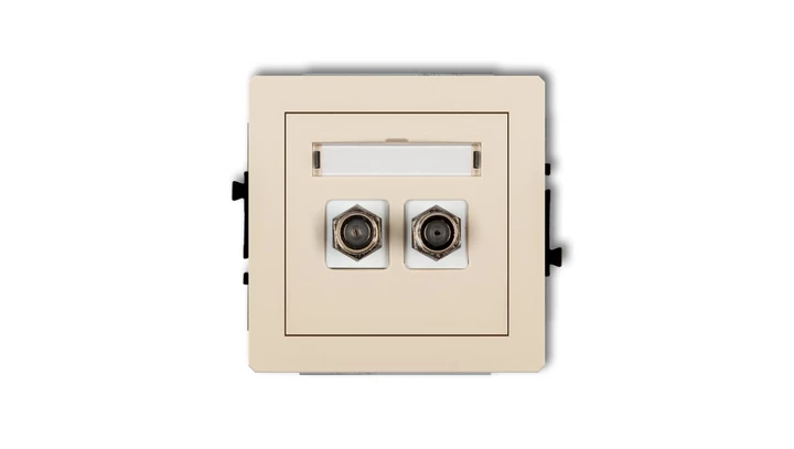 DECO Gniazdo antenowe podwójnego typu F (SAT) niklowany beżowy 1DGF-2