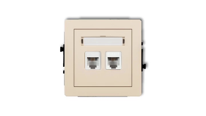 DECO Gniazda telefoniczne podwójne 2xRJ11, 4-stykowy, beznarzędziowe beżowy 1DGT-2