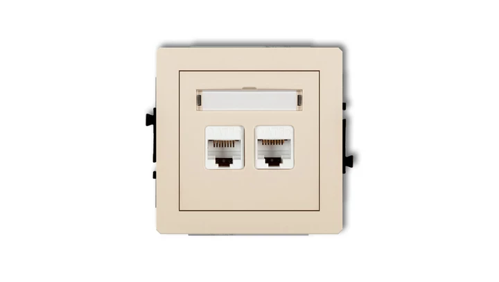 DECO Gniazda komputerowe podwójne 2xRJ45, kat. 6, ekranowane, 8-stykowy beżowy 1DGK-6
