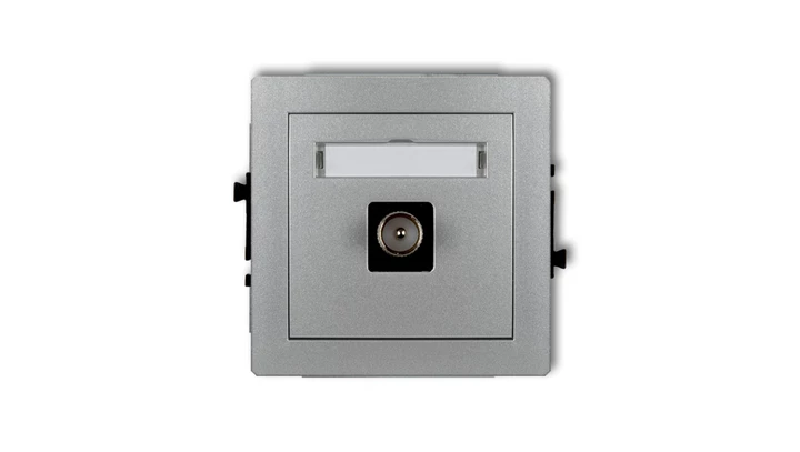 DECO Gniazdo antenowe pojedyncze TV srebrny metalik 7DGTV-1