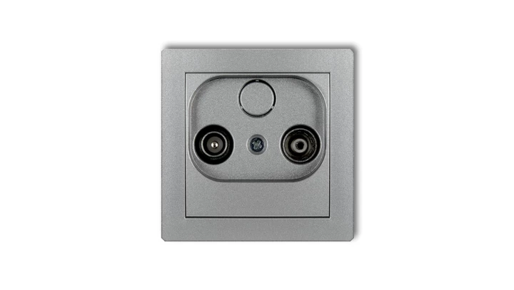 DECO Gniazdo antenowe RTV przelotowe 15dB srebrny metalik 7DG15P