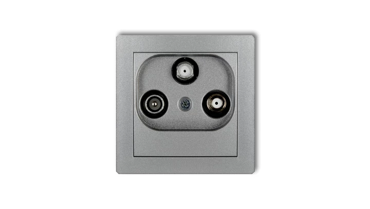 DECO Gniazdo antenowe 2 wyjścia SAT + TV srebrny metalik 7DGSN