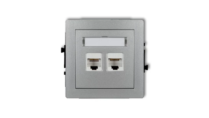 DECO Gniazda komputerowe podwójne 2xRJ45, kat. 6, 8-stykowy srebrny metalik 7DGK-4