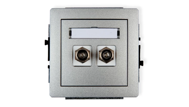 DECO Gniazdo antenowe podwójnego typu F (SAT) niklowany srebrny metalik 7DGF-2