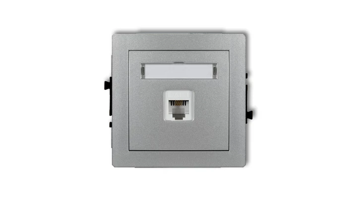 DECO Gniazda telefoniczne pojedyncze 1xRJ11, 4-stykowy, beznarzędziowe srebrny metalik 7DGT-1
