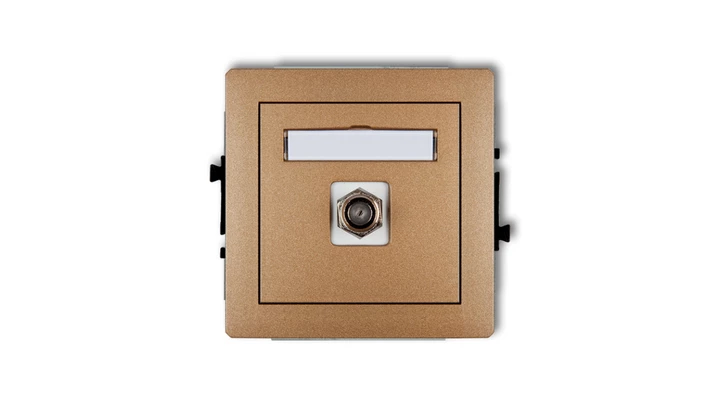 DECO Gniazdo antenowe pojedyncze typu F (SAT) niklowany złoty metalik 8DGF-1