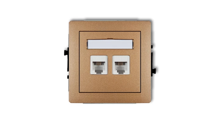 DECO Gniazda telefoniczne podwójne 2xRJ11, 4-stykowy, beznarzędziowe złoty metalik 8DGT-2