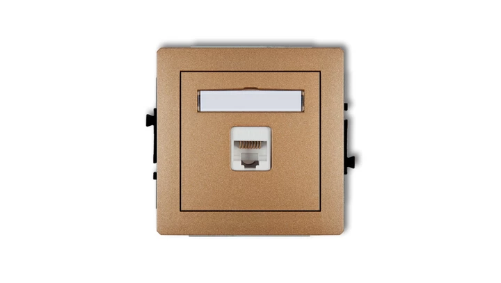 DECO Gniazda komputerowe pojedyncze 1xRJ45, kat. 6, 8-stykowy złoty metalik 8DGK-3