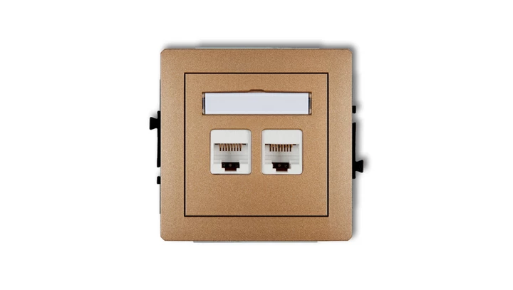 DECO Gniazda komputerowe podwójne 2xRJ45, kat. 5e, 8-stykowy złoty metalik 8DGK-2