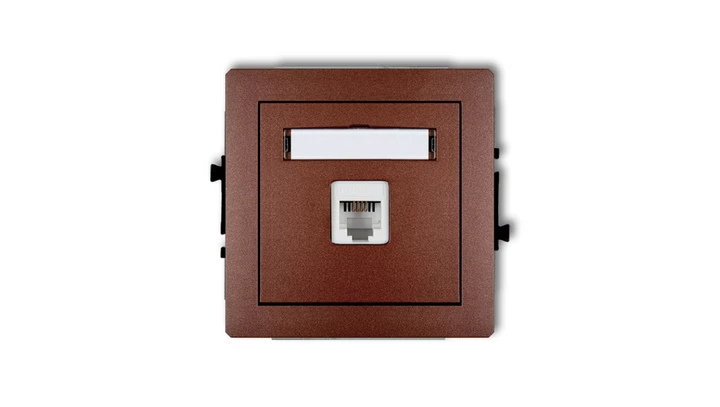 DECO Gniazda telefoniczne pojedyncze 1xRJ11, 4-stykowy, beznarzędziowe brązowy metalik 9DGT-1