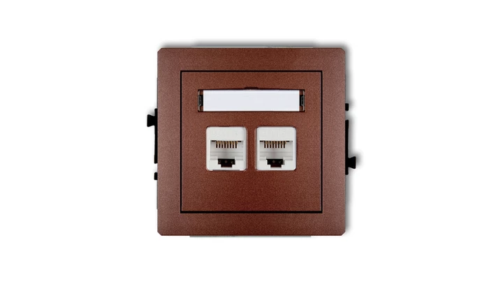 DECO Gniazda komputerowe podwójne 2xRJ45, kat. 6, 8-stykowy brązowy metalik 9DGK-4