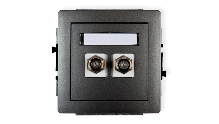 DECO Gniazdo antenowe podwójnego typu F (SAT) niklowany grafitowy 11DGF-2