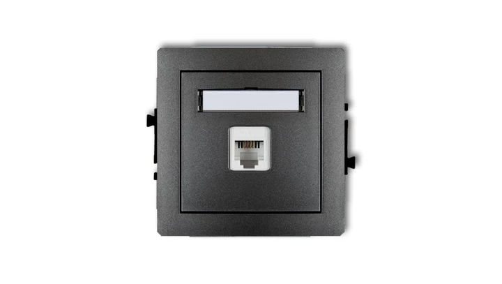 DECO Gniazda telefoniczne pojedyncze 1xRJ11, 4-stykowy, beznarzędziowe grafitowy 11DGT-1