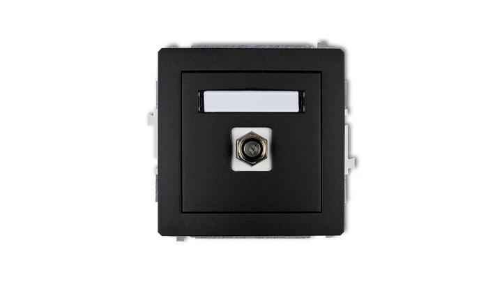 DECO Gniazdo antenowe pojedyncze typu F (SAT) niklowany czarny mat 12DGF-1