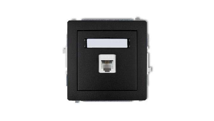 DECO Gniazda telefoniczne pojedyncze 1xRJ11, 4-stykowy, beznarzędziowe czarny mat 12DGT-1