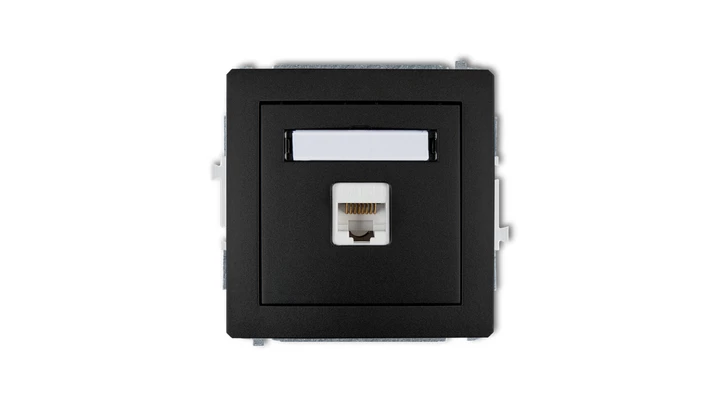 DECO Gniazda komputerowe pojedyncze 1xRJ45, kat. 5e, ekranowane, 8-stykowy czarny mat 12DGK-1e