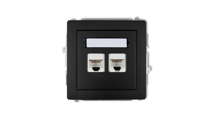 DECO Gniazda komputerowe podwójne 2xRJ45, kat. 5e, 8-stykowy czarny mat 12DGK-2