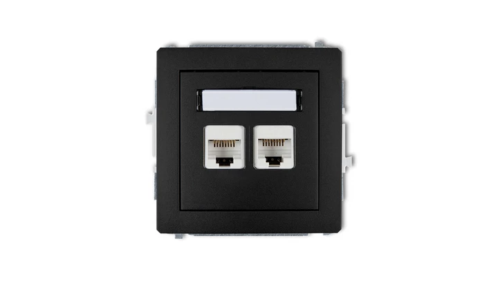 DECO Gniazda komputerowe podwójne 2xRJ45, kat. 6, 8-stykowy czarny mat 12DGK-4
