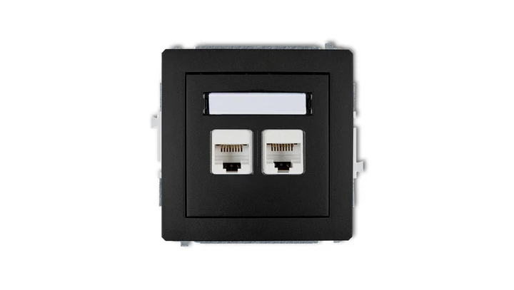 DECO Gniazda komputerowe podwójne 2xRJ45, kat. 6, ekranowane, 8-stykowy czarny mat 12DGK-6