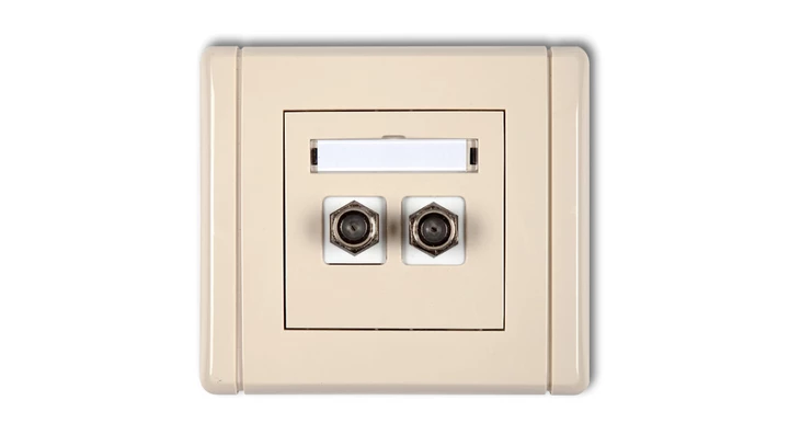 FLEXI Gniazdo antenowe podwójne typu F (SAT) niklowane beżowy 1FGF-2