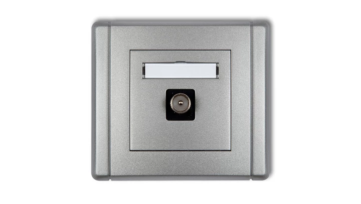 FLEXI Gniazdo antenowe pojedyncze TV srebrny metalik 7FGTV-1